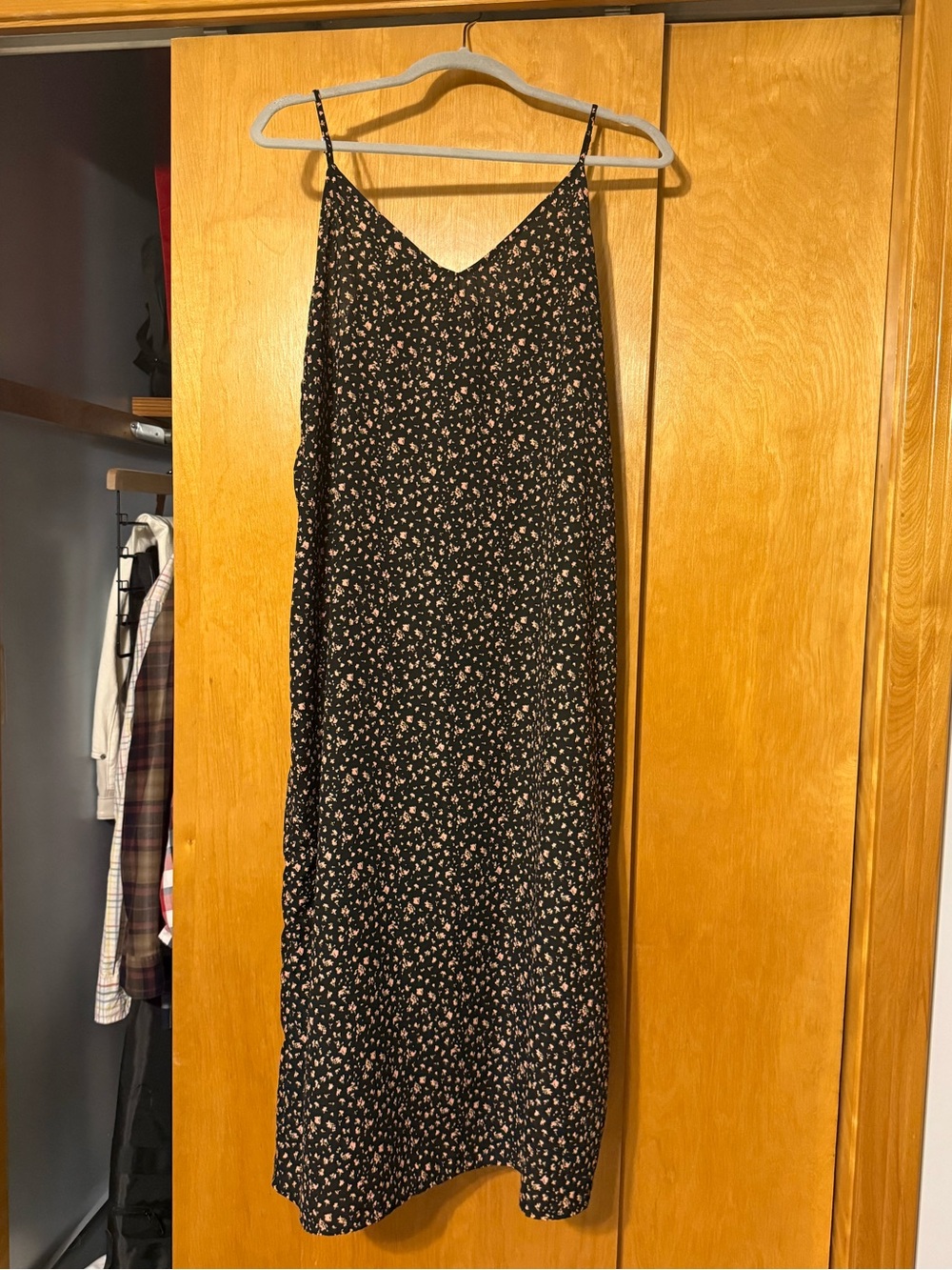 Women’s Black Floral Midi Boho Slip Dress